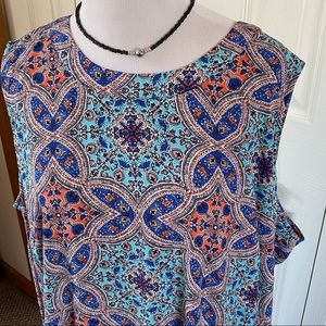 3/$19! Colorful Paisley Dress ~ Sky Blue/ Cobalt Blue/ Coral ~ EUC!